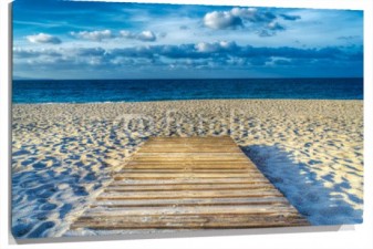 Lienzo Pasarela en playa tonos azules